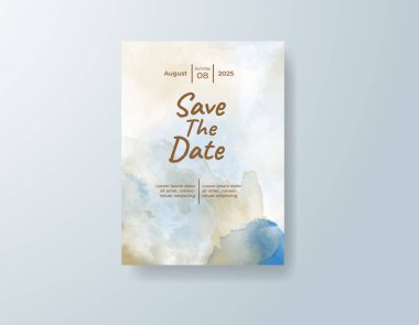 Soyut suluboya arkaplan içeren düğün davetiyesi