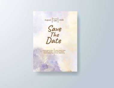 Soyut suluboya arkaplan içeren düğün davetiyesi