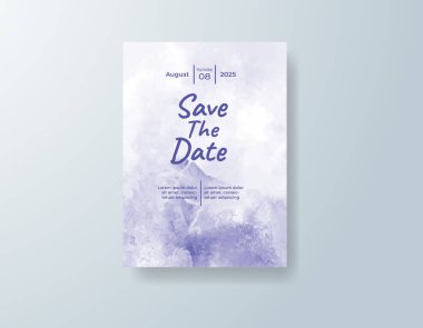 Soyut suluboya arkaplan içeren düğün davetiyesi