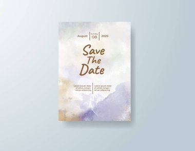 Soyut suluboya arkaplan içeren düğün davetiyesi