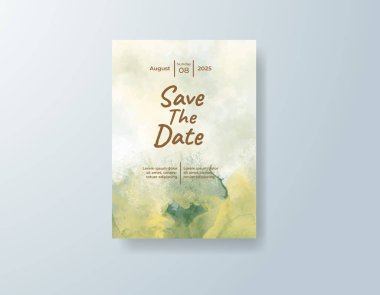 Soyut suluboya arkaplan içeren düğün davetiyesi