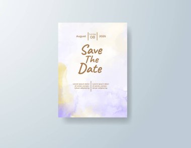 Soyut suluboya arkaplan içeren düğün davetiyesi