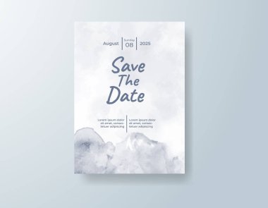 Soyut suluboya arkaplan içeren düğün davetiyesi