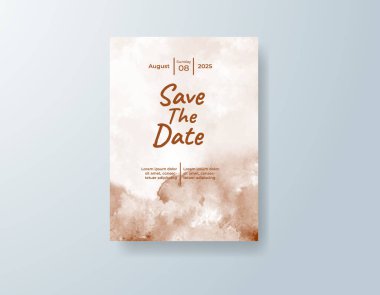 Soyut suluboya arkaplan içeren düğün davetiyesi