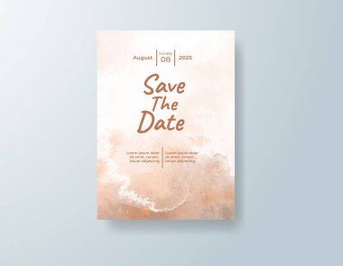 Soyut suluboya arkaplan içeren düğün davetiyesi