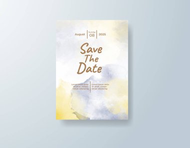 Soyut suluboya arkaplan içeren düğün davetiyesi