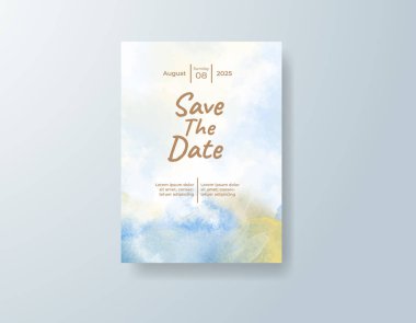 Soyut suluboya arkaplan içeren düğün davetiyesi