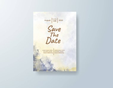 Soyut suluboya arkaplan içeren düğün davetiyesi