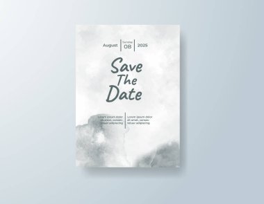 Soyut suluboya arkaplan içeren düğün davetiyesi