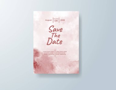 Soyut suluboya arkaplan içeren düğün davetiyesi