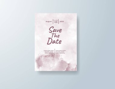 Soyut suluboya arkaplan içeren düğün davetiyesi