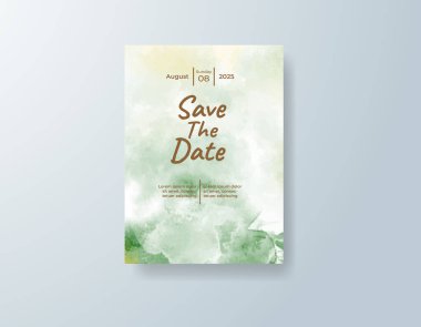 Soyut suluboya arkaplan içeren düğün davetiyesi