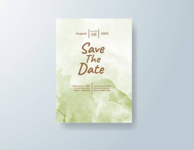 Soyut suluboya arkaplan içeren düğün davetiyesi