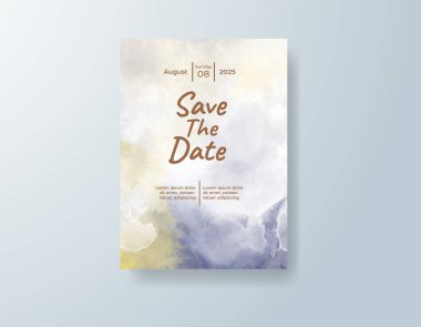 Soyut suluboya arkaplan içeren düğün davetiyesi