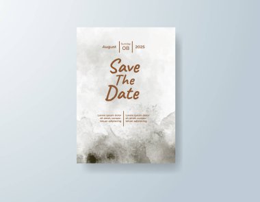 Soyut suluboya arkaplan içeren düğün davetiyesi