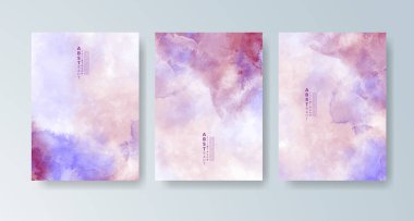 Parlak renkli vektör suluboya arkaplanlı kartlar. Randevunuz, kartpostalınız, afişiniz için tasarım.