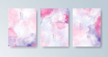 Parlak renkli vektör suluboya arkaplanlı kartlar. Randevunuz, kartpostalınız, afişiniz için tasarım.