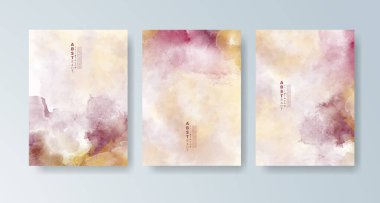 Parlak renkli vektör suluboya arkaplanlı kartlar. Randevunuz, kartpostalınız, afişiniz için tasarım.