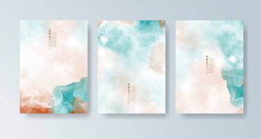 Parlak renkli vektör suluboya arkaplanlı kartlar. Randevunuz, kartpostalınız, afişiniz için tasarım.