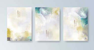 Parlak renkli vektör suluboya arkaplanlı kartlar. Randevunuz, kartpostalınız, afişiniz için tasarım.