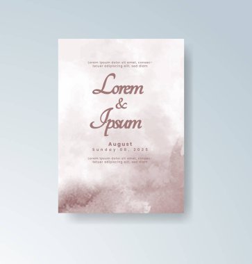 Soyut suluboya arkaplan içeren düğün davetiyesi