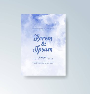 Soyut suluboya arkaplan içeren düğün davetiyesi