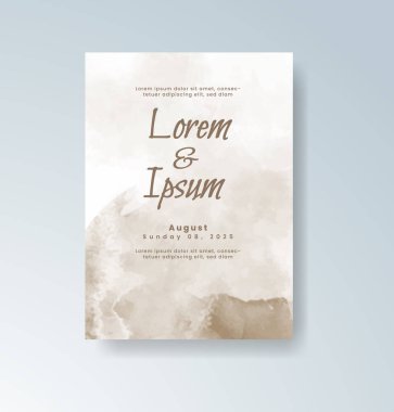 Soyut suluboya arkaplan içeren düğün davetiyesi