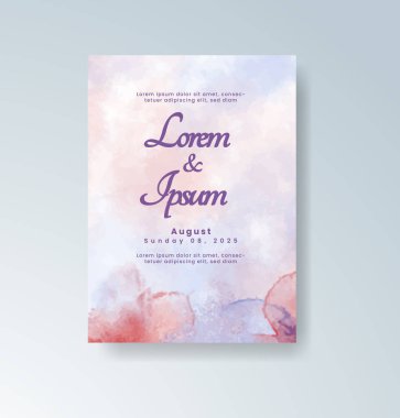 Soyut suluboya arkaplan içeren düğün davetiyesi