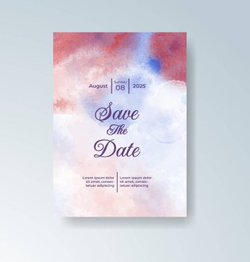 Soyut suluboya arkaplan içeren düğün davetiyesi