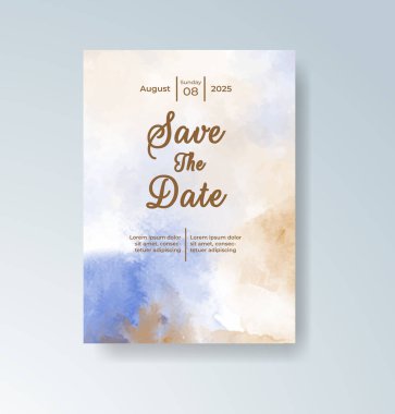 Soyut suluboya arkaplan içeren düğün davetiyesi