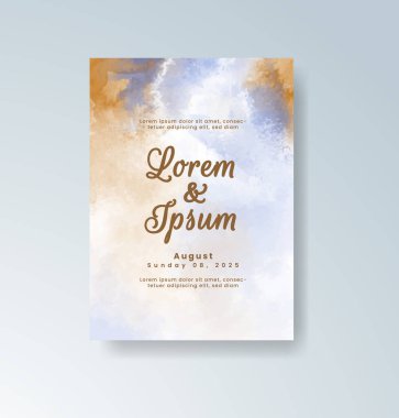 Soyut suluboya arkaplan içeren düğün davetiyesi