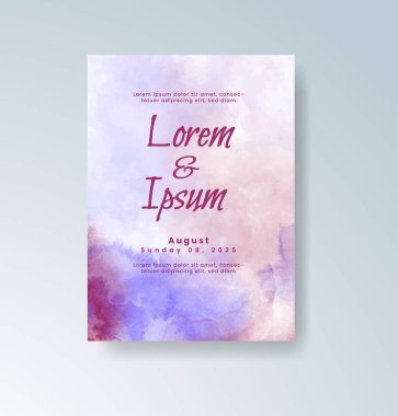 Soyut suluboya arkaplan içeren düğün davetiyesi