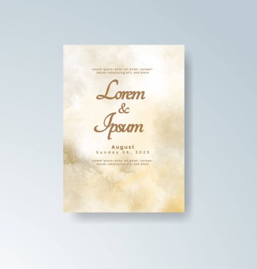 Soyut suluboya arkaplan içeren düğün davetiyesi