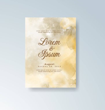 Soyut suluboya arkaplan içeren düğün davetiyesi