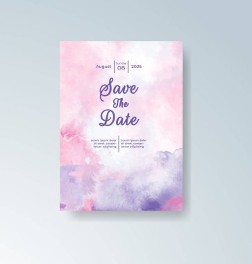 Soyut suluboya arkaplan içeren düğün davetiyesi