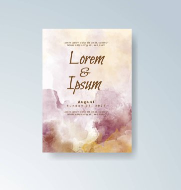 Soyut suluboya arkaplan içeren düğün davetiyesi