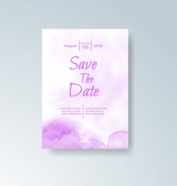 Soyut suluboya arkaplan içeren düğün davetiyesi