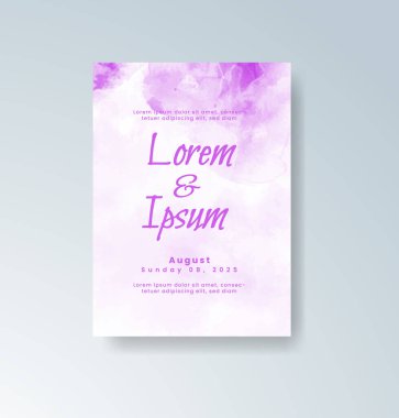 Soyut suluboya arkaplan içeren düğün davetiyesi