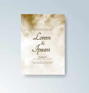 Soyut suluboya arkaplan içeren düğün davetiyesi