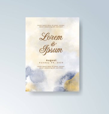 Soyut suluboya arkaplan içeren düğün davetiyesi