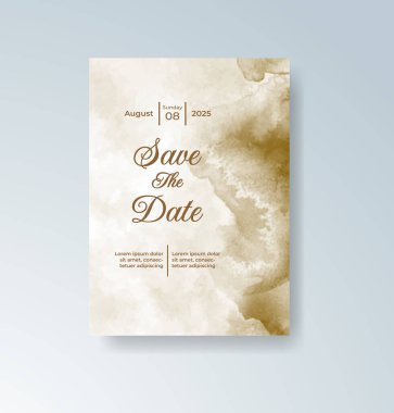 Soyut suluboya arkaplan içeren düğün davetiyesi