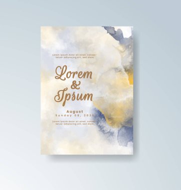 Soyut suluboya arkaplan içeren düğün davetiyesi