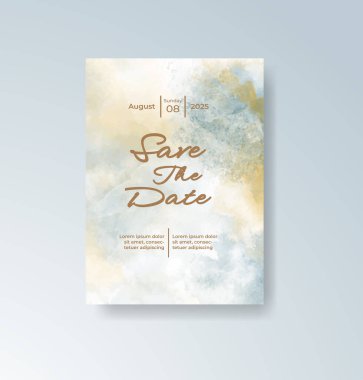 Soyut suluboya arkaplan içeren düğün davetiyesi