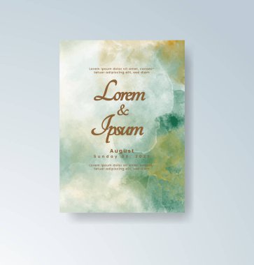 Soyut suluboya arkaplan içeren düğün davetiyesi