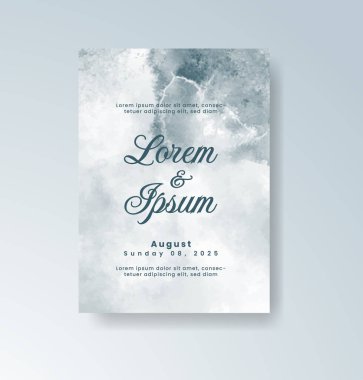 Soyut suluboya arkaplan içeren düğün davetiyesi