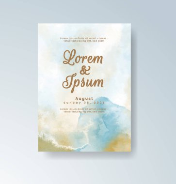 Soyut suluboya arkaplan içeren düğün davetiyesi