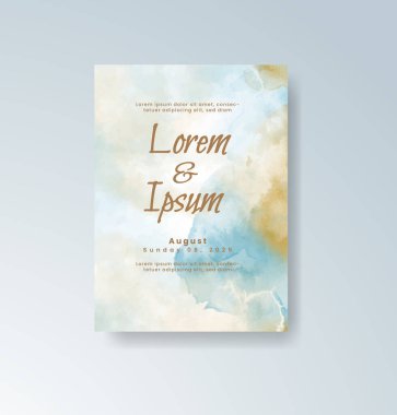 Soyut suluboya arkaplan içeren düğün davetiyesi