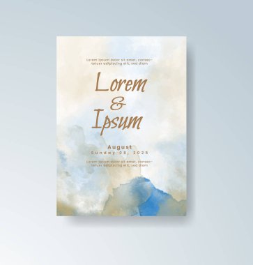 Soyut suluboya arkaplan içeren düğün davetiyesi