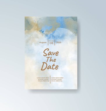 Soyut suluboya arkaplan içeren düğün davetiyesi