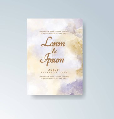 Soyut suluboya arkaplan içeren düğün davetiyesi